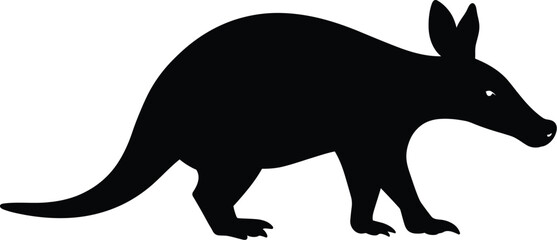 black aardvark, minimalist silhouette, crisp edges, highly detailed, photorealistic, sharp contrast
