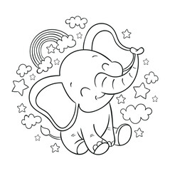 Hand drawn coloring book illustration	
