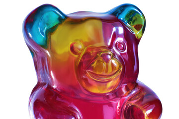 Vibrant Rainbow Gummy Bear Candy A Close-Up Shot of a Colorful Jelly Treat