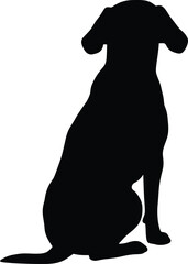 Obraz premium Dog Silhouette Sitting Minimalist Outline