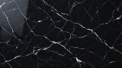 High-Resolution Image of Polished Black Marble with White Veining