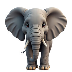 Fototapeta premium Adorable 3D Baby Elephant Cute Cartoon Animal isolated on transparent background