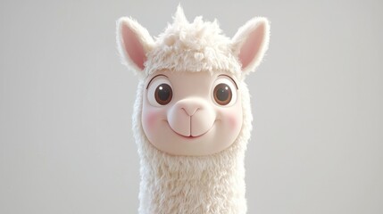 Fototapeta premium Cute cartoon llama face, close-up