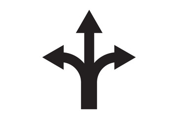 Road or way direction arrow sign vector icon set. One-way, Two-way, Three-way direction arrow sign. three way transportation direction arrow symbol. decision icon vector eps 10