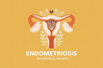 Endometriosis awareness illustration with floral elements.