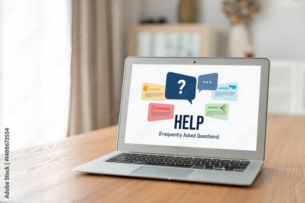 Poster help screen on the website provide answer to faq frequently asked question snugly with knowledge inf