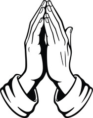 Praying hands monochrome minimalist design

