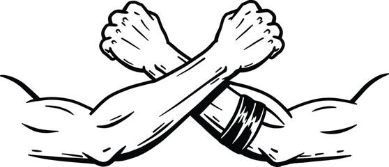 Black and White Line Art Two Arms Reaching Out

