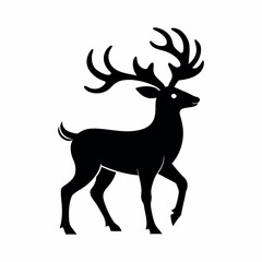 Reindeer Silhouette with Raised Antlers  