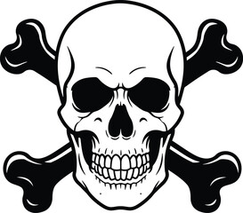 Skull and Crossbones Monochrome Realistic Gothic Design

