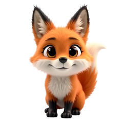 Obraz premium Adorable 3D Fox Cute Baby Fox Images isolated on transparent background
