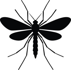 Mosquito Silhouette Icon – Insect Vector for Pest Control and Health Awareness

