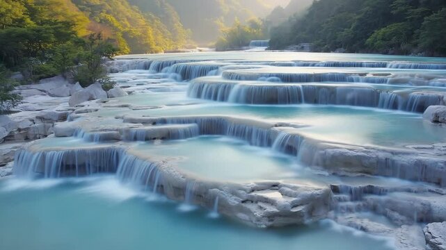 Beautiful waterfall in the forest , Video.