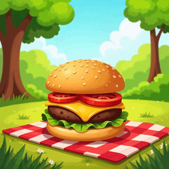 Cheeseburger and fries, a classic fast food meal with a grilled beef patty, melted cheese, fresh lettuce, and tomato on a sesame bun, isolated on white for lunch or dinner