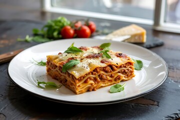 Deliciously layered lasagna, ready to be savored.