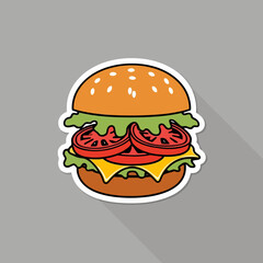A mouthwatering vector illustration of a classic burger and fries