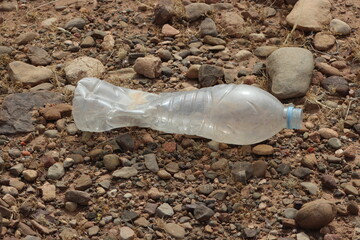 A plastic bottle lying on the ground, Plastic pollution, Plastic environmental impact
