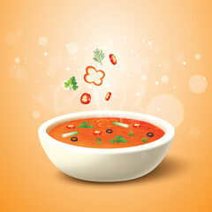 Soup, Gravy with bowl vector Background