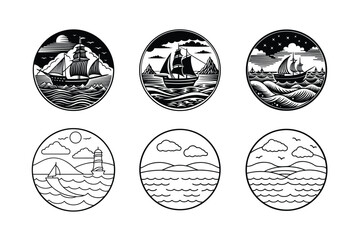  A Seascape Line Art Journey Tranquil Tides