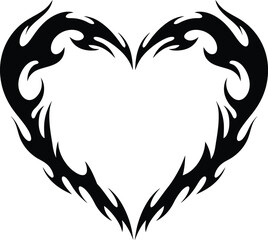 Tribal heart tattoo design black and white

