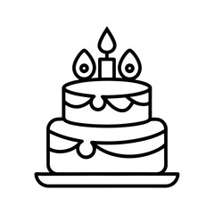 celebration birthday cake line art silhouette vector