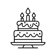celebration birthday cake line art silhouette vector