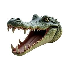 Fototapeta premium Alligator Head Sculpture 3D Model Realistic Crocodile Reptile Decor isolated on transparent background