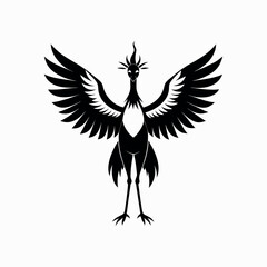 Fototapeta premium silhouette of a secretary bird with wings spread.eps