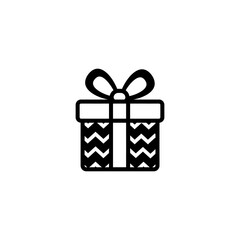 Minimalist Black White Gift Box Icon with Zigzag Pattern

