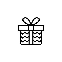 Minimalist Black White Zigzag Gift Box Line Art Vector

