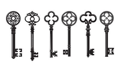 set of keys silhouettes