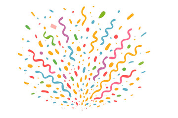 Obraz premium Vibrant confetti and ribbons bursting, generating celebratory mood against transparent backdrop for party decorations and festive events