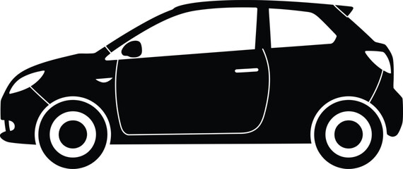 Photorealistic Black White Modern Hatchback Car Silhouette


