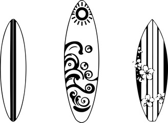 Summer Day Element and Tropical Island Scene – Hibiscus Flowers & Palm Tree Line Art