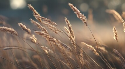 Obraz premium Golden grasses sway gently in the breeze
