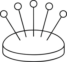 Vector illustration of a pincushion with sewing pins icon for tailoring and craft use