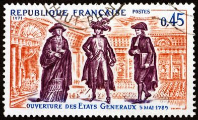 Postage stamp France 1971 Cardinal, Nobleman and Lawyer, opening of the Estates General, May 5, 1789