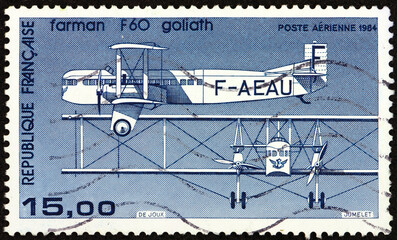 Postage stamp France 1984 Farman F-60 Goliath, Airplane