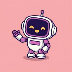 Fototapeta premium Tiny Robot Waving Digital Illustration