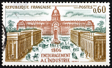 Postage stamp France 1973 Exhibition Halls, Napoleon's Encouragement of Industry