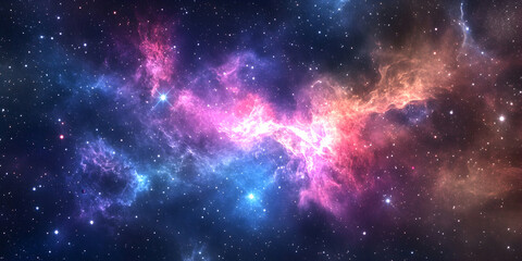Naklejka premium Colorful Cosmic Nebula with Stars and Galactic Dust in Space