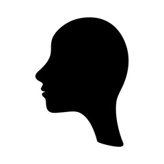 Silhouette of a Human Head in Profile Against a White Background
