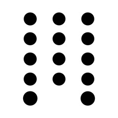 Braille Alphabet Letter W Represented by Raised Dots on White Background