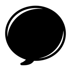 Black speech bubble or thought bubble icon illustration in simple style