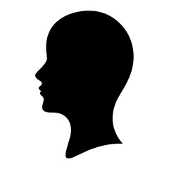 Silhouette of a person's head in profile shown in black color