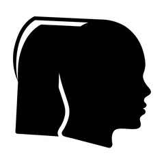 Silhouette of a Woman's Head with Short Hair Cut in Black and White
