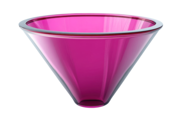 A vibrant magenta glass bowl a beacon of modern design catching light and curiosity with its on transparent background