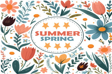 Hand summer spring card vector drawn vector .