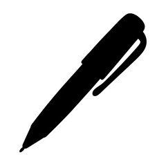 A black silhouette of a capped pen on a white background, illustration