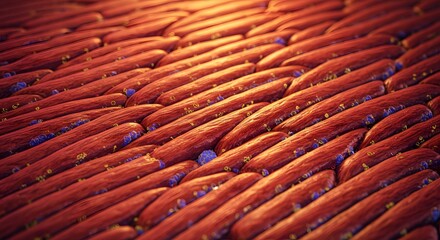 Intricate Red and Blue Textured Surface With Vibrant Patterns and Warm Illumination